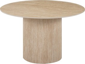 Okrągły stół jadalniany dla 4 osób – Blat z ceramiki w efekcie beżowego trawertynu – ESME