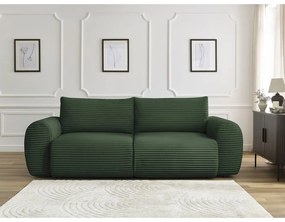 Ciemnozielona sztruksowa rozkładana sofa 257 cm Lucien – Bobochic Paris