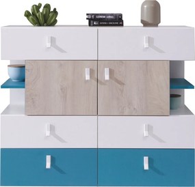 Komoda ISEO 110 cm do Salonu Sypialni 6 Szuflad Biały