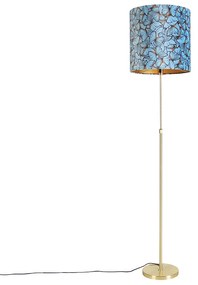 Lampa podłogowa złota/mosiężna z abażurem z weluru z motylami 40/40 cm - Parte klasyczny/Antyczny Oswietlenie wewnetrzne