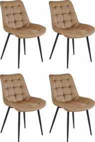 Brązowe krzesło do kuchni BERA aksamitne z czarnymi nogami