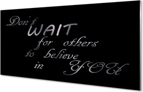 Panel szklany do Kuchni Napis w Stylu Metalicznym