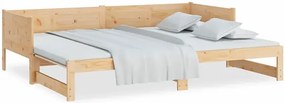 Łóżko rozsuwane z naturalnego drewna 2x(80x200) cm - Eluwin 3X