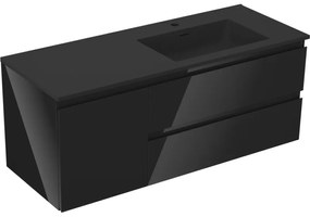 Mexen Orio szafka łazienkowa 120 cm z umywalką Otis prawą, 2S, 1D, czarna połysk/czarna mat - 91A13-12047-3-BBFFF70-W18P71