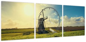 Obraz - Wiatrak (z zegarem) (90x30 cm)