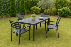 Stół ogrodowy polywood dla 6 osób Sorelia 156x78 cm, szary