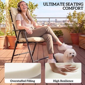 Outsunny Wodoodporne poduszki na krzesła z oparciem i paskami do użytku wewnętrznego i zewnętrznego, beżowe | Aosom PL