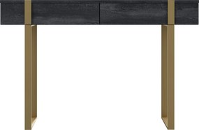 Nowoczesna konsola / toaletka Verica z metalowymi nogami 120 cm - czarny beton / złote nóżki