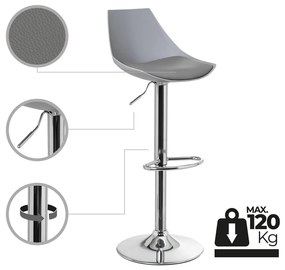 Szare hokery z imitacji skóry z regulowaną wysokością zestaw 2 szt. (wysokość siedziska 56,5 cm) – Casa Selección