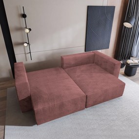 Masseno Narożnik NERIO z funkcją spania i pojemnikiem na pościel Narozniki L, Rozkładana sofa - Pudrowy róż, TILIA 62