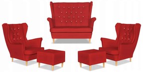 Zestaw uszak Gaja ekoskóra skaj sofa fotele pufy Family Meble czerwony