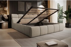 Łóżko GIULIA tapicerowane z pojemnikiem na pościel kolor Beżowy WERSAL