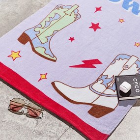 Fioletowy bawełniany ręcznik plażowy frotte 76x160 cm Howdy Cowgirl – Sassy B