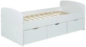 Łóżko LOUANE z 2 szufladami i 1 ze skrzynią - 90x190 c m - Kolor biały