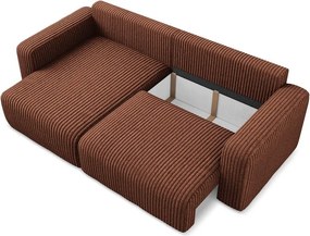 Sztruksowy rozkładany/ze schowkiem narożnik (lewostronny/z szezlongiem) w kolorze terakoty Kona – Makamii