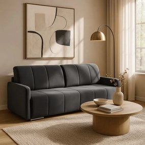 Sofa Rozkładana z Funkcją Spania IBIZA Dwuosobowa Szara Nowoczesna do Salonu
