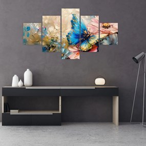 Obraz - Malowanie kwiatów i motyli (125x70 cm)