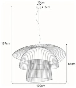 Wisząca duża ażurowa lampa czarna C7-B01