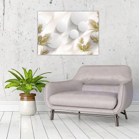 Obraz - 3D koła z kwiatami (70x50 cm)