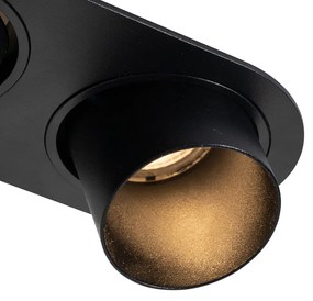 Set van 6 inbouwspots zwart GU10 50mm 2-lichts - Installa Nowoczesny Oswietlenie wewnetrzne