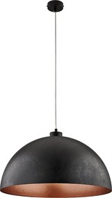 Lampa wisząca Marcus Ø50 cm z czarnego lakierowanego żelaza, czarna dekoracja zewnętrzna i antyczna miedź wewnątrz, regulowany kabel, 1 światło