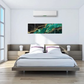 Obraz - Marmurki olejno-złote (170x50 cm)