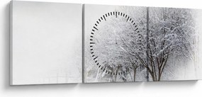 Obraz - Zimowa aleja (z zegarem) (90x30 cm)