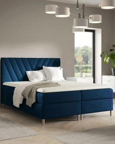 Granatowe welurowe łózko kontynentalne 5 rozmiarów S2-R10