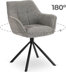 Krzesło Tapicerowane Obrotowe PEONY Szare Nowoczesne Loft