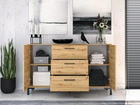 Komoda z szufladami i półkami Nevio 12, dąb artisan