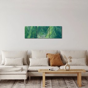 Obraz - Malowane drzewa iglaste (z zegarem) (90x30 cm)