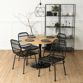 Krzesło z siedziskiem z technorattanu Waldi czarne