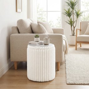 HOMCOM Taboret z odwracalną pokrywą, nowoczesny sztruksowy taboret do salonu i sypialni, biały | Aosom PL