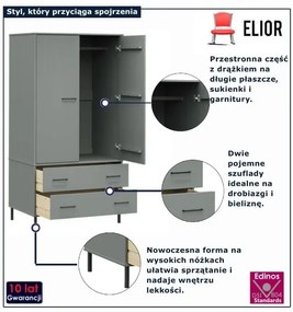 Szara szafa na nóżkach nowoczesna M8-E07