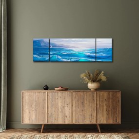 Obraz - Obraz olejny przedstawiający morze z mewami (170x50 cm)