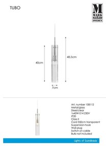 Lampa wisząca w kolorze srebra ze szklanym kloszem Tubo – Markslöjd