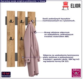 Wieszak ścienny na kurtki antracyt + dąb wotan B8-H78