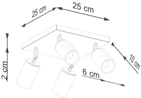 Poczwórna lampa sufitowa punktowa czarny + miedź - A573 D9-P80