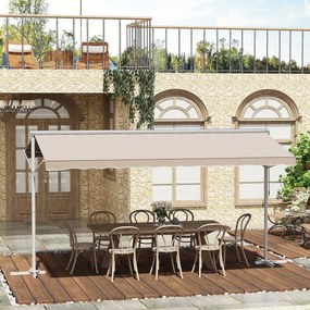 Outsunny markiza stojąca ogrodowa ze składanym ramieniem taras beżowy 4 x 3 m