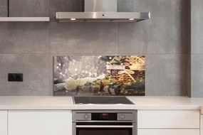 Panel szklany do Kuchni Świąteczne Gałązki i Prezenty