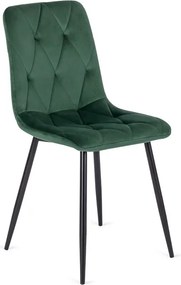 Zestaw Stół Okrągły LAUREN 90 cm Dąb Złoty/Czarny i 4 Krzesła ROBIN Zielone