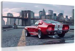 Obraz Mustang z panoramą Nowego Jorku