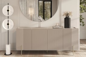 Komoda Malmi 200 cm - kaszmir / crema bianca / złote nóżki