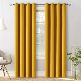 Żółta zasłona OXFORD 140x250 cm Zawieszanie: Taśma z wiązaniami