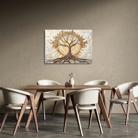 Obraz na szkle – Złote drzewo życia w mozaice (70x50 cm)