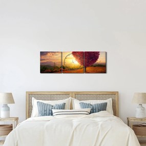 Obraz drzewa w kształcie serca (z zegarem) (90x30 cm)