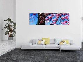 Obraz malowanego kwiatu wiśni (170x50 cm)
