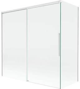 Mexen Rox parawan nawannowy 2-skrzydłowy rozsuwany 160 + 75 x 150 cm, transparent, biały - 8C9-160-075-20-00