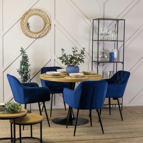 Krzesło Tapicerowane do Salonu VIKI Granatowe Welurowe Nowoczesne Loft