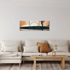 Obraz drzewa na wyspie (z zegarem) (90x30 cm)